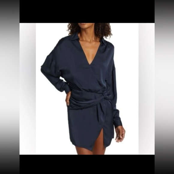 Ramy Brook Midnight Satin Dress - Picture 1 of 3